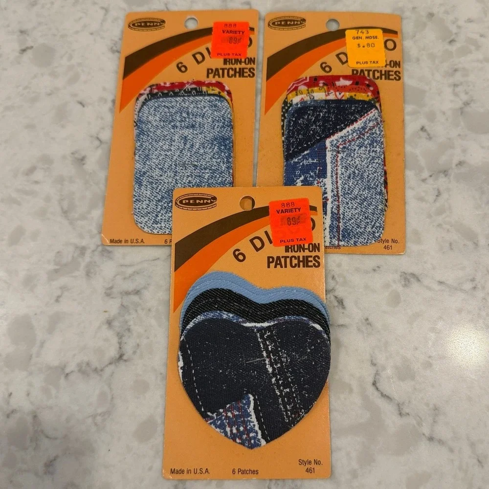 vintage Denim Iron On Patches Variety‎ Pack Style 461 Made in USA